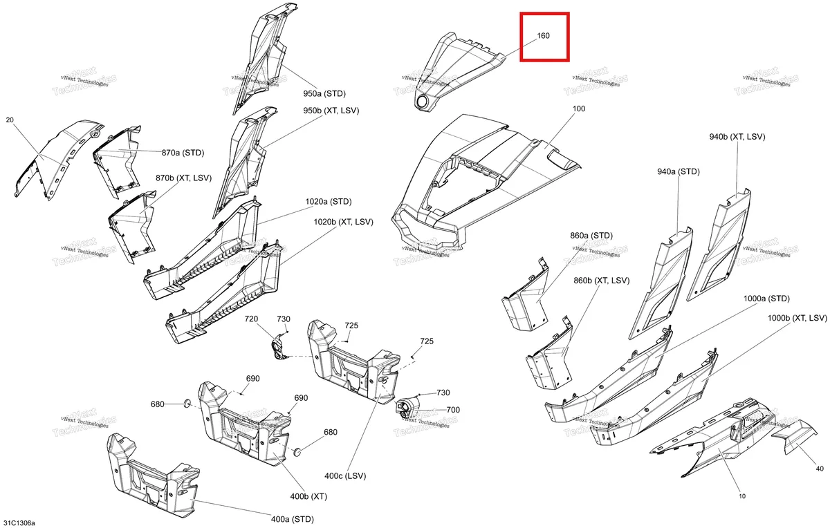 Деталь 705002881 на схеме узла STD, XT, LSV Body And Accessories