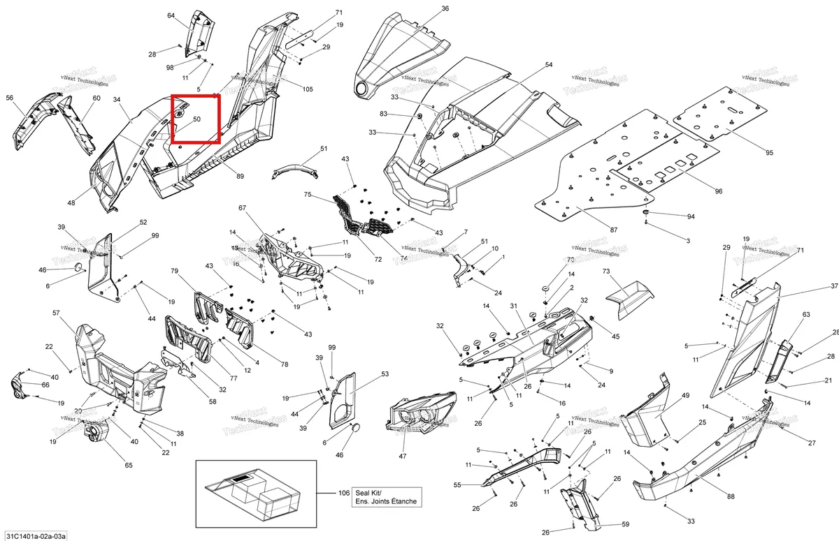 Деталь 705002888 на схеме узла 2014 Can-Am COMMANDER 1000 STD, DPS, XT, XT-P Body And Accessories