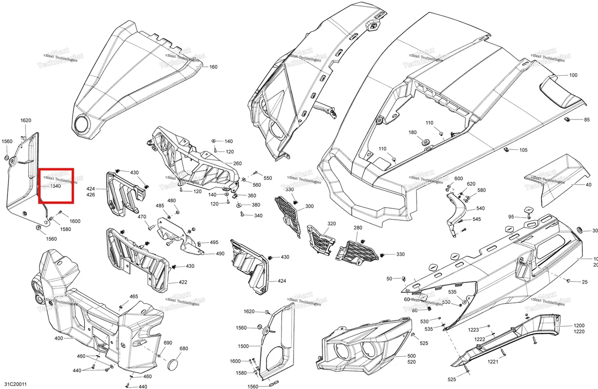 Деталь 705002894 на схеме узла 2020 Can-Am Commander 1000R EFI Body - Front Section - Asphalt Grey