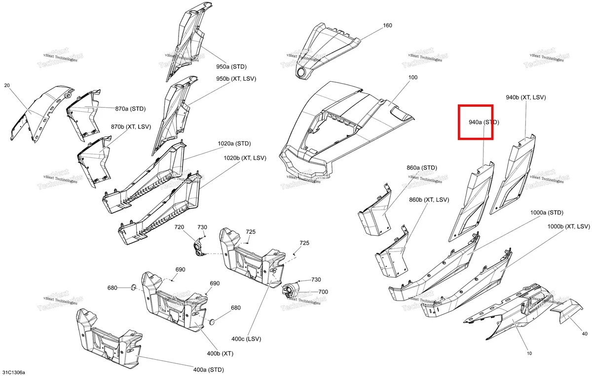 Деталь 705002904 на схеме узла STD, XT, LSV Body And Accessories