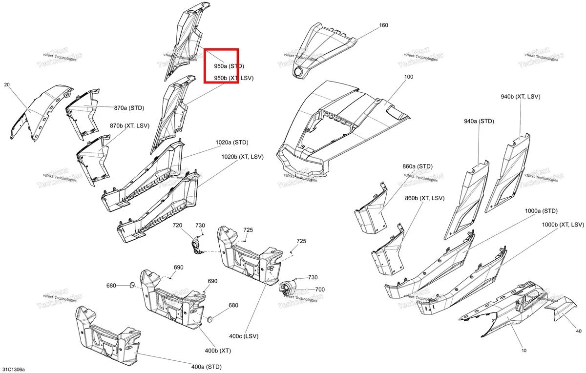 Деталь 705002905 на схеме узла STD, XT, LSV Body And Accessories