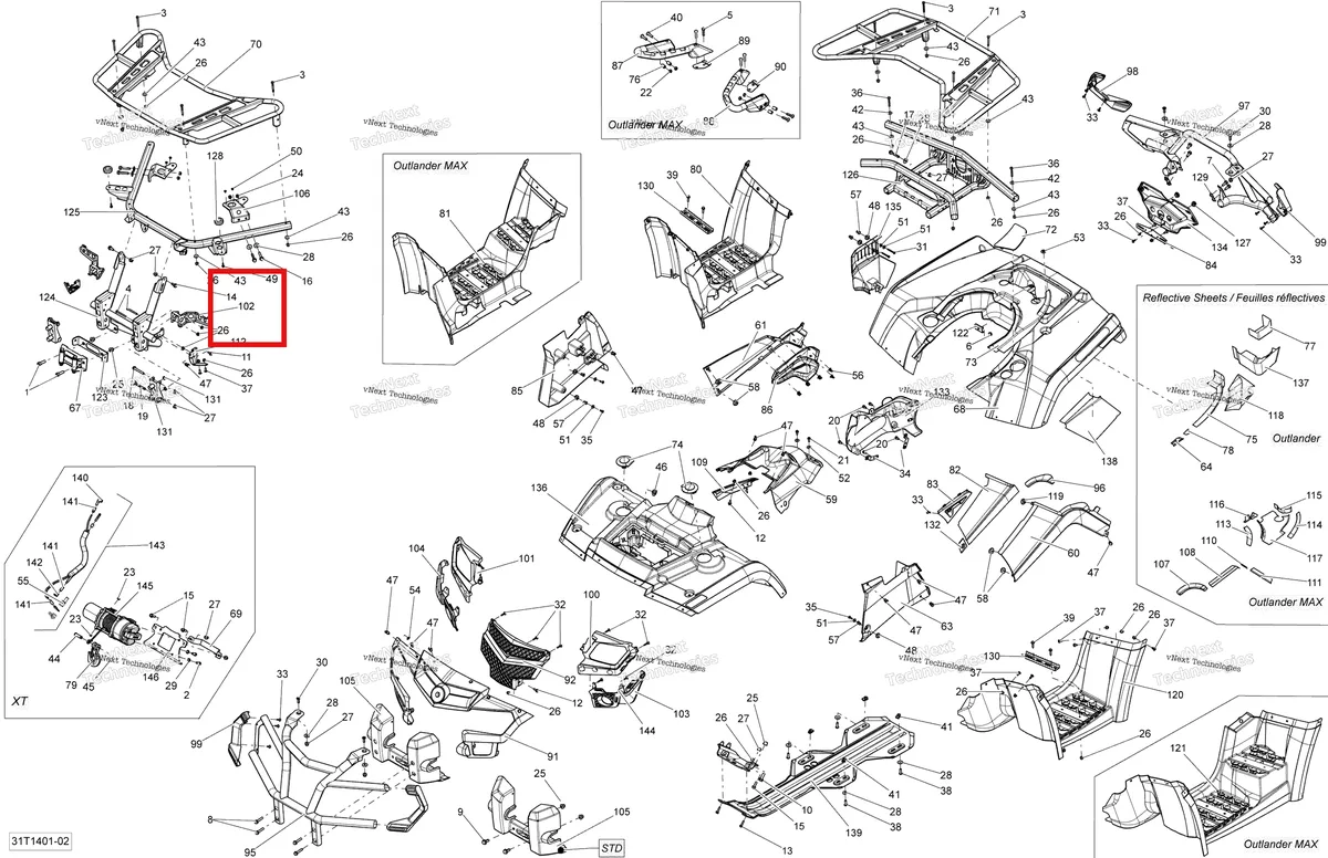 Деталь 705002925 на схеме узла 2014 Can-Am OUTLANDER 400 EFI, STD, XT Body And Accessories