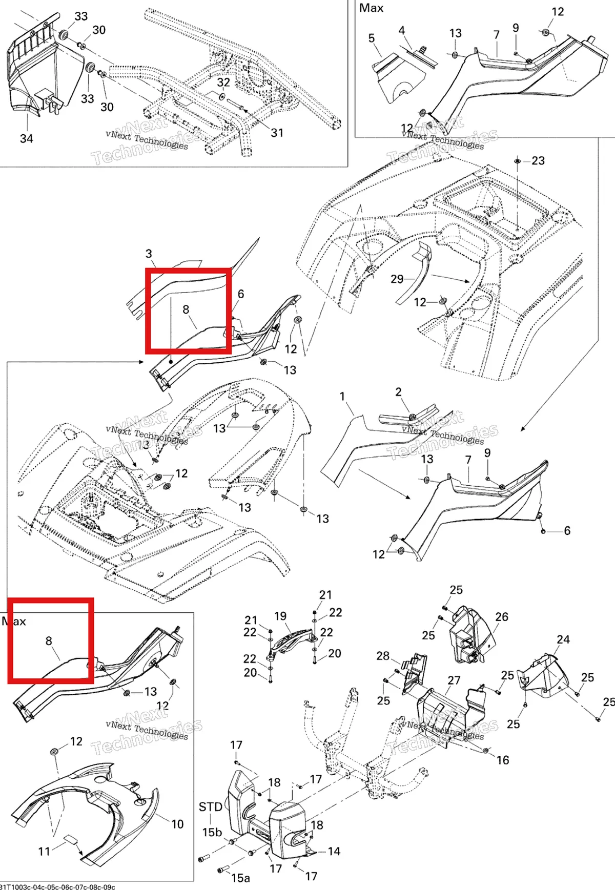 Деталь 705002944 на схеме узла 2010 Can-Am Outlander Max 500 EFI Body And Accessories 3