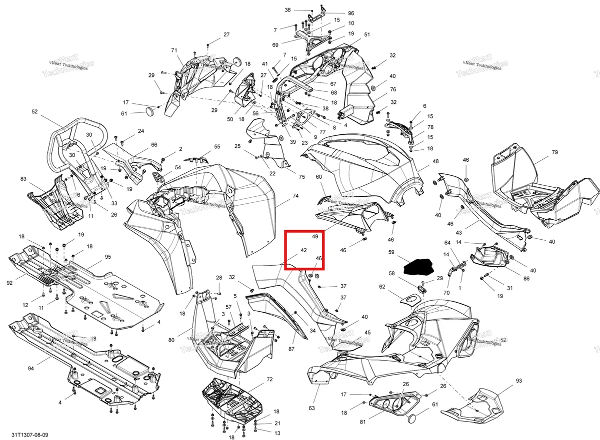 Деталь 705002946 на схеме узла 2013 Can-Am RENEGADE 800R EFI STD & XXC Body And Accessories