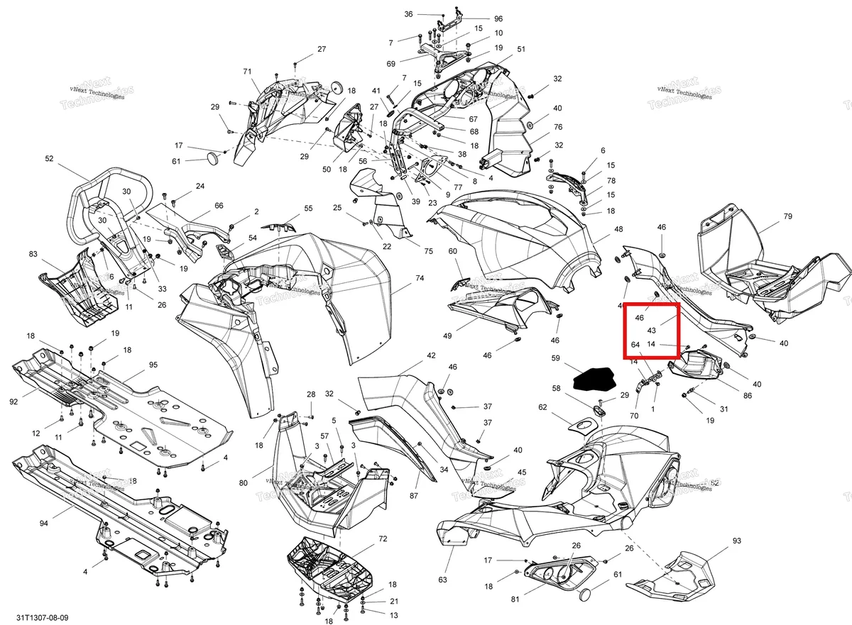Деталь 705002949 на схеме узла 2013 Can-Am RENEGADE 800R EFI STD & XXC Body And Accessories