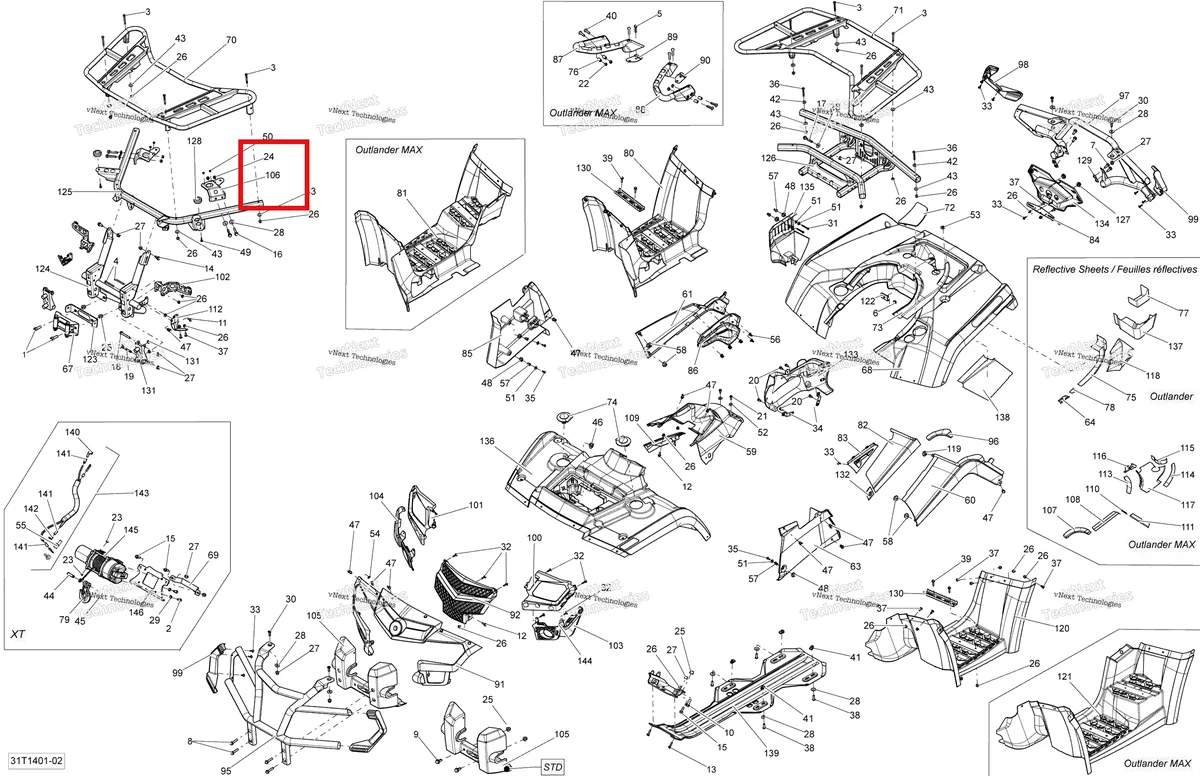 Деталь 705002995 на схеме узла 2014 Can-Am OUTLANDER 400 EFI, STD, XT Body And Accessories