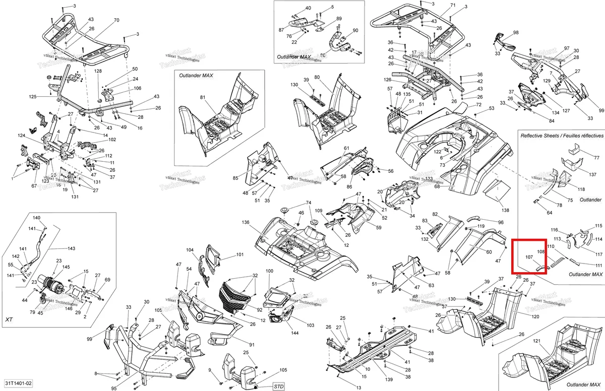 Деталь 705003004 на схеме узла 2014 Can-Am OUTLANDER MAX 400 EFI, STD, XT Body And Accessories