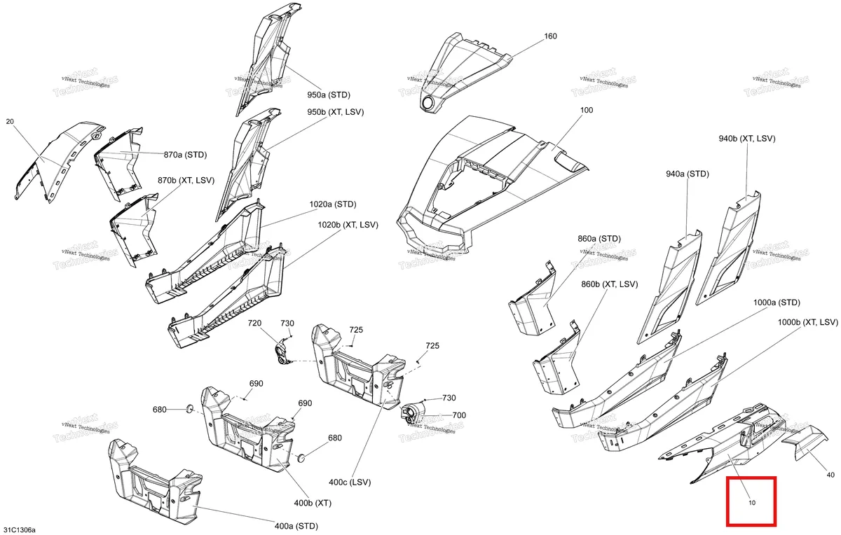 Деталь 705003030 на схеме узла STD, XT, LSV Body And Accessories