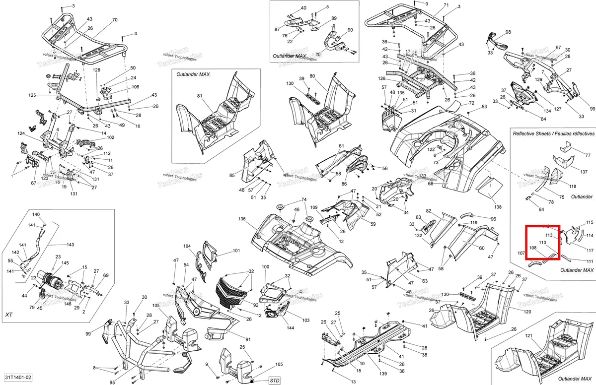 Деталь 705003033 на схеме узла 2014 Can-Am OUTLANDER MAX 400 EFI, STD, XT Body And Accessories