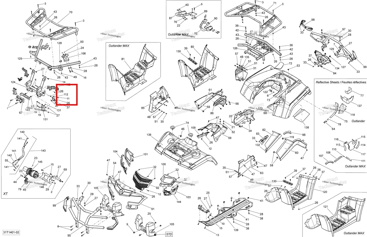 Деталь 705003039 на схеме узла 2014 Can-Am OUTLANDER 400 EFI, STD, XT Body And Accessories