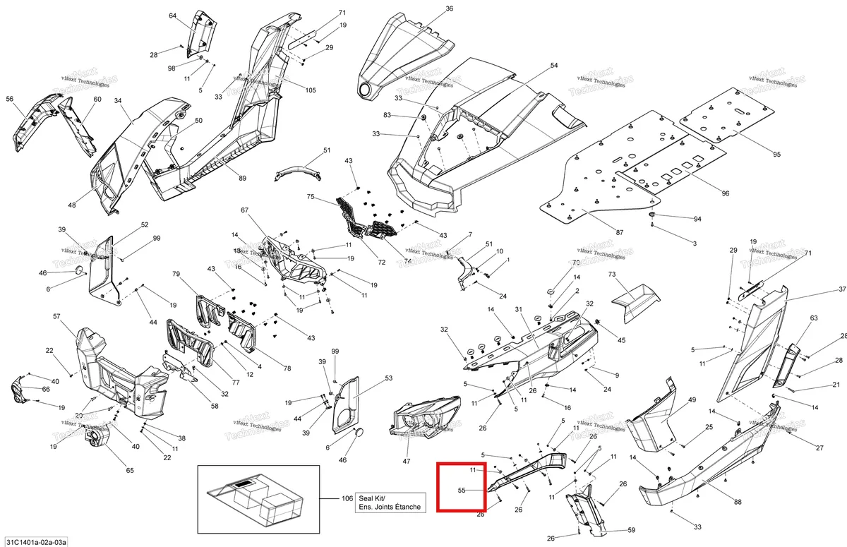 Деталь 705003058 на схеме узла 2014 Can-Am COMMANDER 1000 STD, DPS, XT, XT-P Body And Accessories