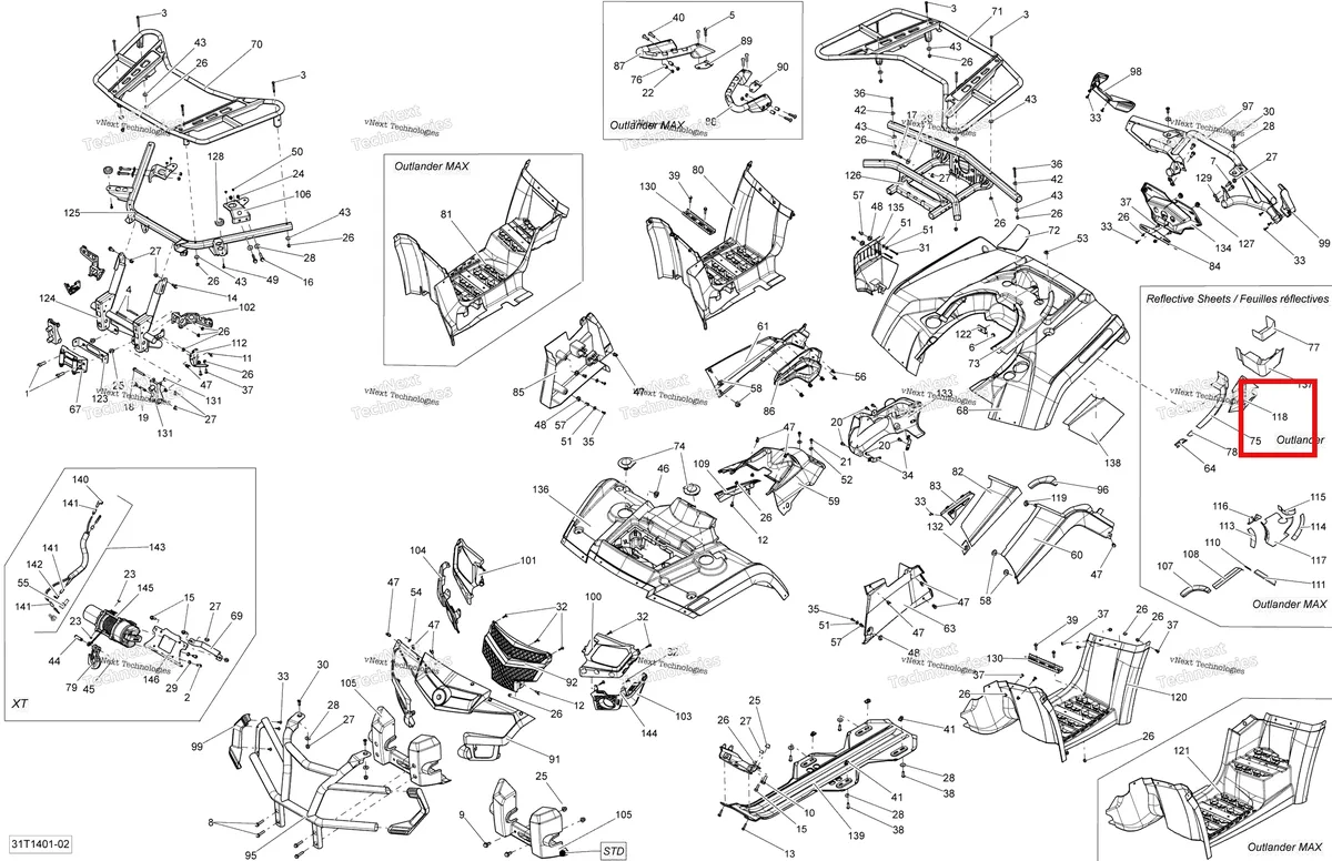 Деталь 705003087 на схеме узла 2014 Can-Am OUTLANDER 400 EFI, STD, XT Body And Accessories