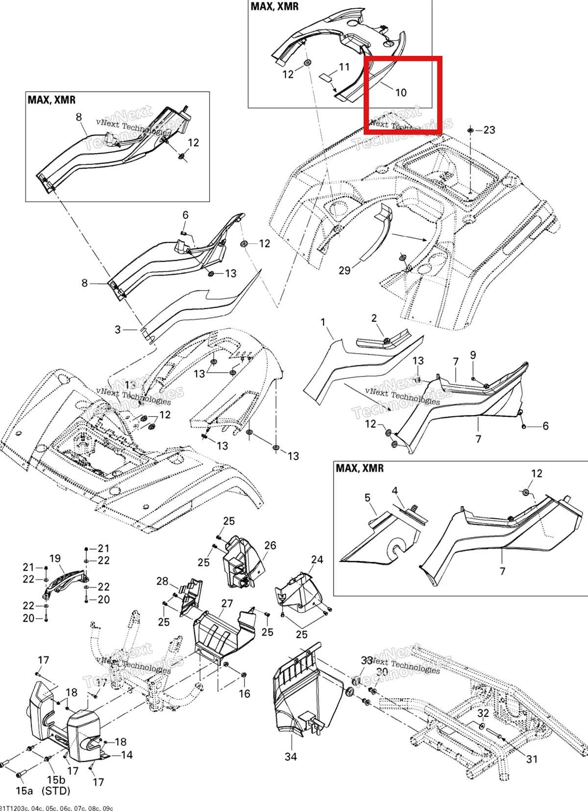Деталь 705003133 на схеме узла 2012 Can-Am Outlander MAX 650EFI STD, XT & XT-P Body And Accessories 3
