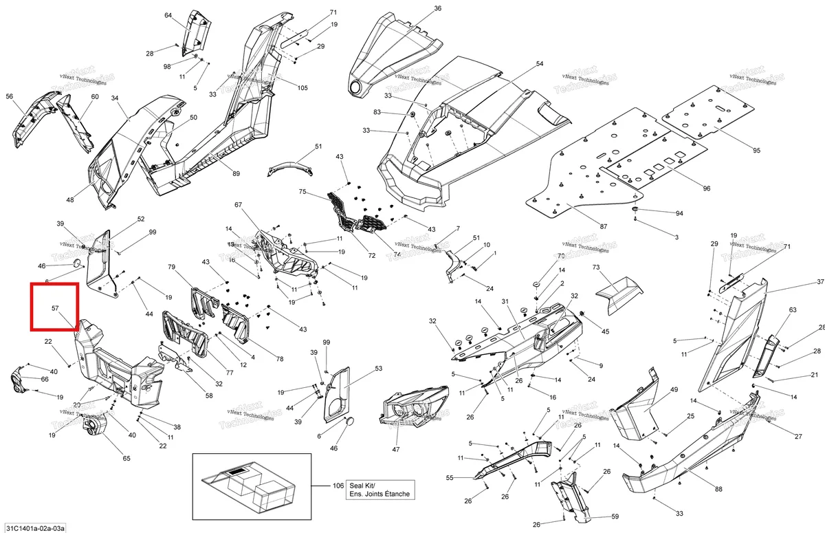Деталь 705003306 на схеме узла 2014 Can-Am COMMANDER 1000 STD, DPS, XT, XT-P Body And Accessories