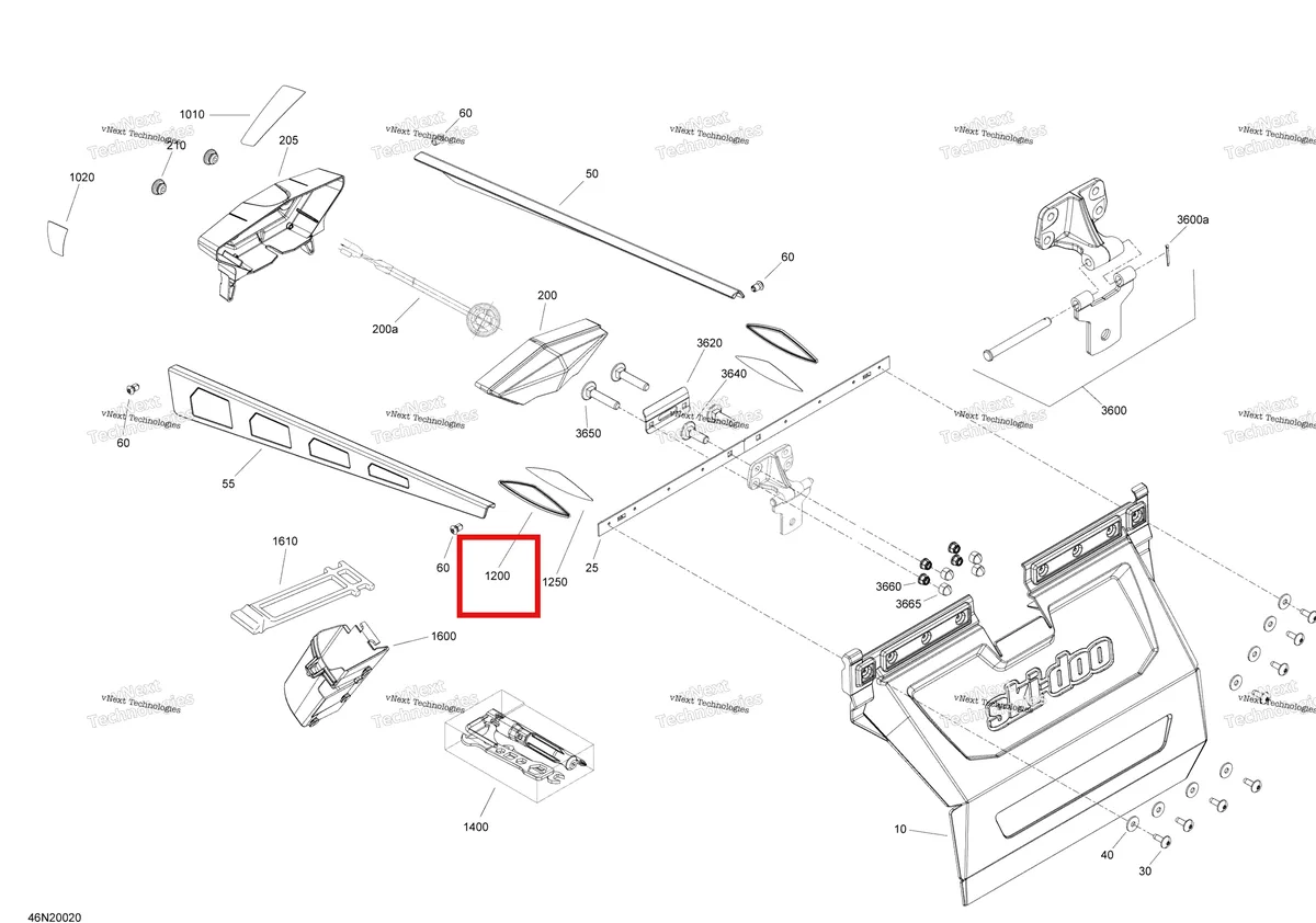 Деталь 705003412 (Отражатель) на схеме узла 2020 Ski-Doo EXPEDITION SWT 900 ACE Utilities