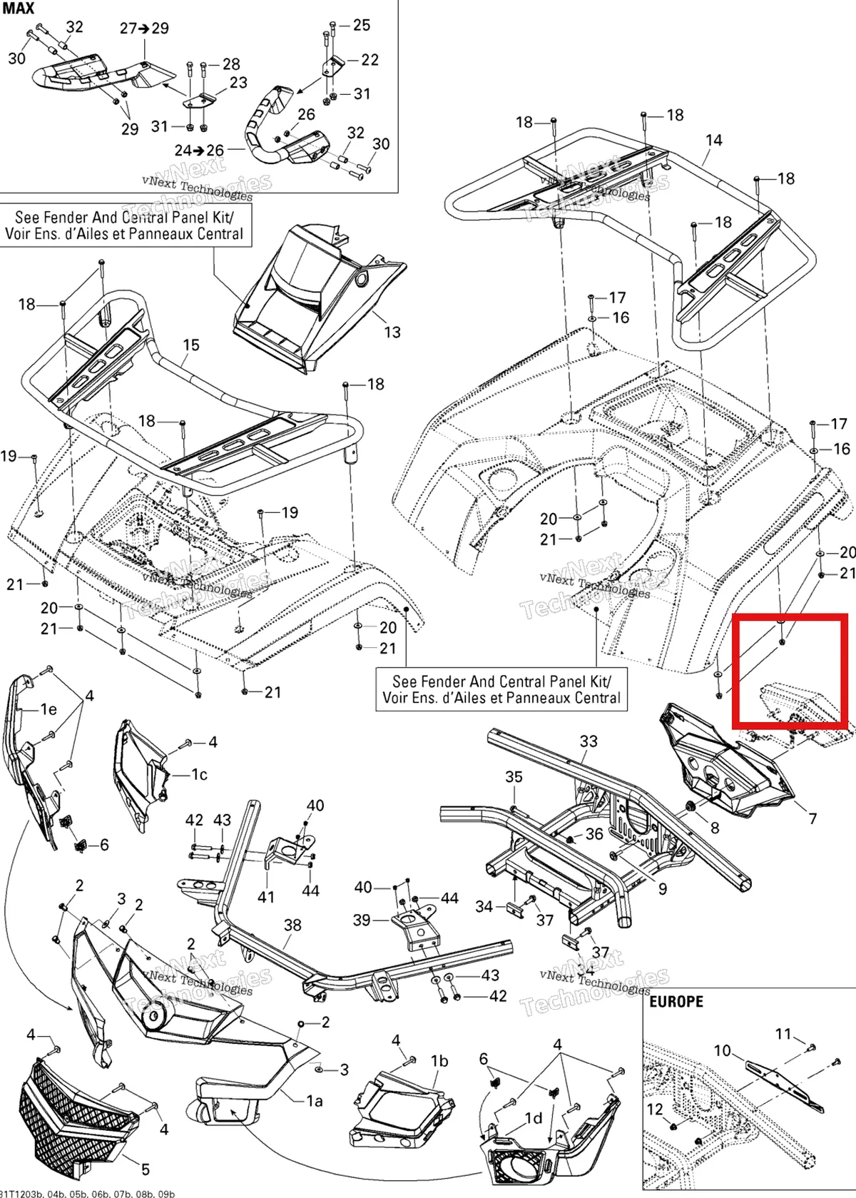 Деталь 705003490 на схеме узла 2012 Can-Am Outlander 500EFI STD & XT Body And Accessories 2