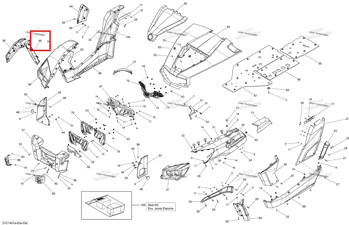 Деталь 705003602 на схеме узла 2014 Can-Am COMMANDER 1000 STD, DPS, XT, XT-P Body And Accessories