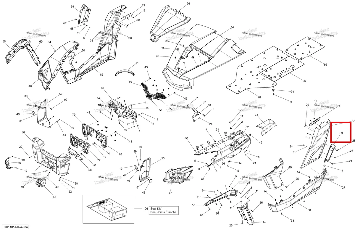 Деталь 705003605 на схеме узла 2014 Can-Am COMMANDER 1000 STD, DPS, XT, XT-P Body And Accessories