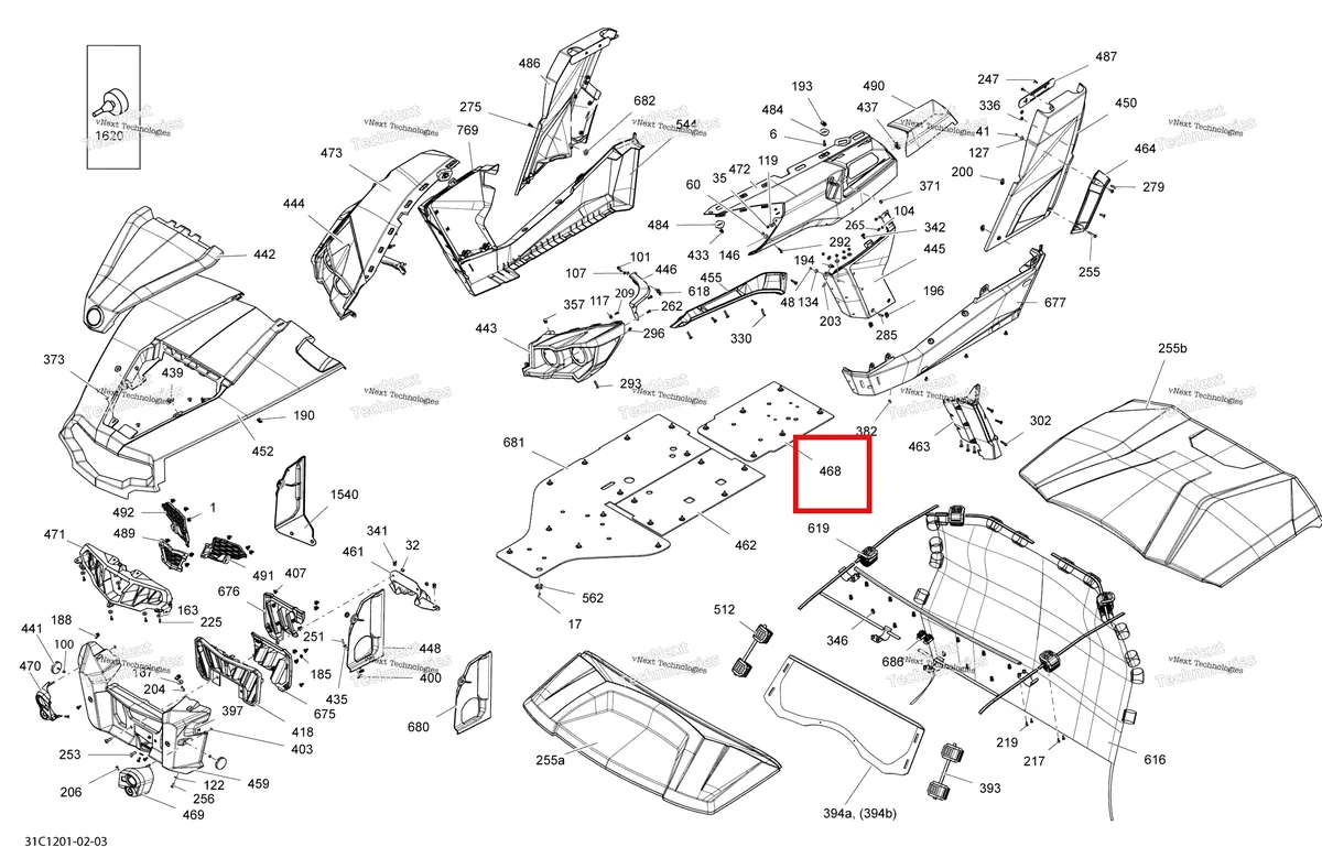 Деталь 705003624 на схеме узла 2012 Can-Am Commander LTD, 1000 EFI Body And Accessories