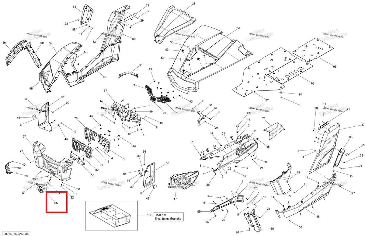 Деталь 705003627 на схеме узла 2014 Can-Am COMMANDER 1000 STD, DPS, XT, XT-P Body And Accessories