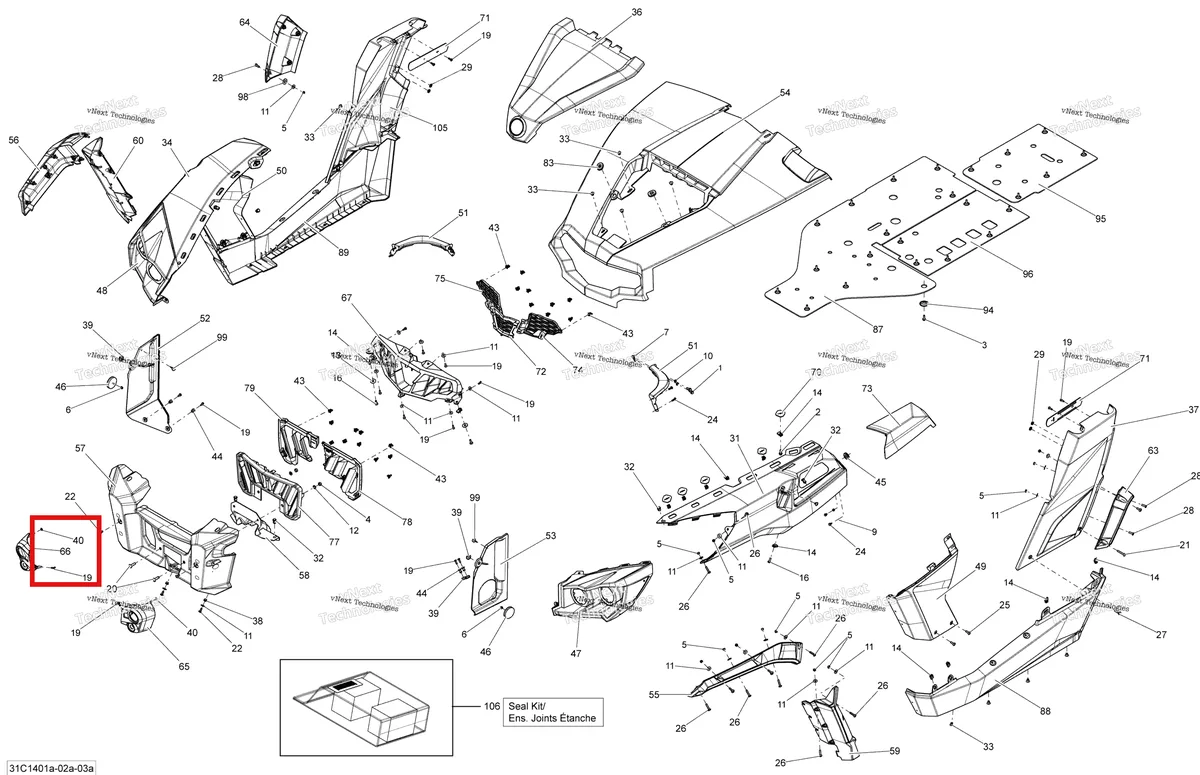 Деталь 705003628 на схеме узла 2014 Can-Am COMMANDER 1000 STD, DPS, XT, XT-P Body And Accessories