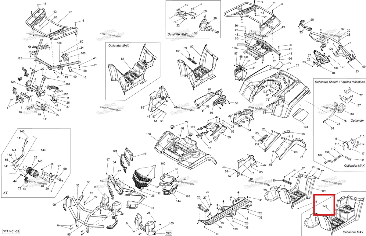 Деталь 705003633 на схеме узла 2014 Can-Am OUTLANDER MAX 400 EFI, STD, XT Body And Accessories