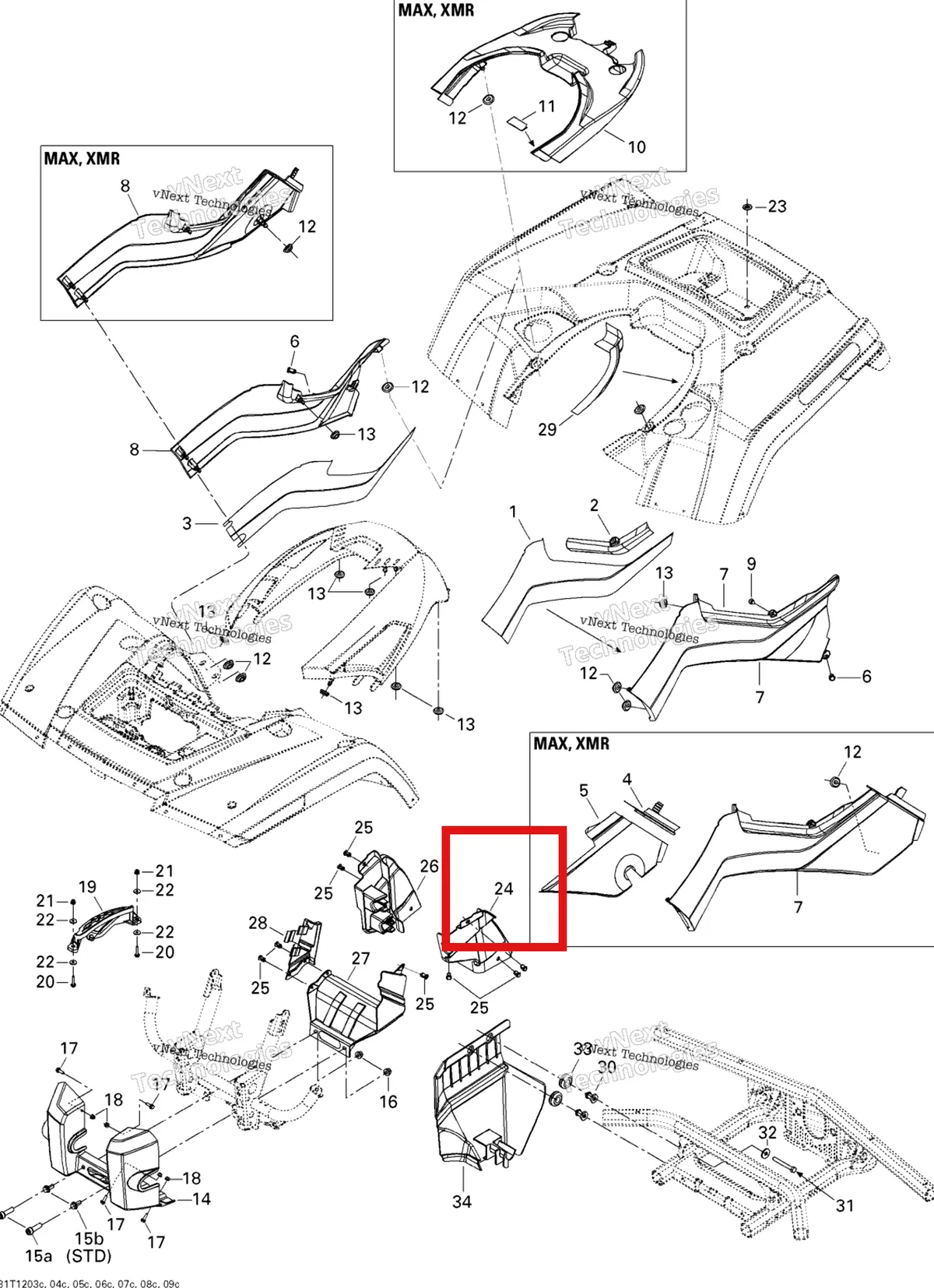 Деталь 705003634 на схеме узла 2012 Can-Am Outlander MAX 650EFI STD, XT & XT-P Body And Accessories 3