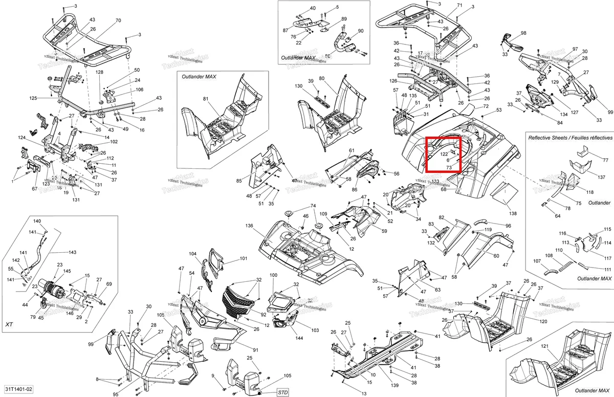 Деталь 705003647 на схеме узла 2014 Can-Am OUTLANDER 400 EFI, STD, XT Body And Accessories