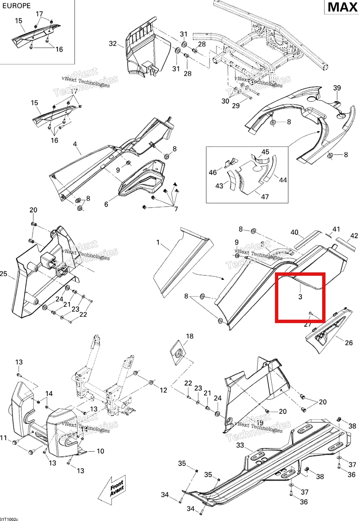 Деталь 705003653 на схеме узла 2010 Can-Am Outlander Max 400 EFI Body And Accessories 3