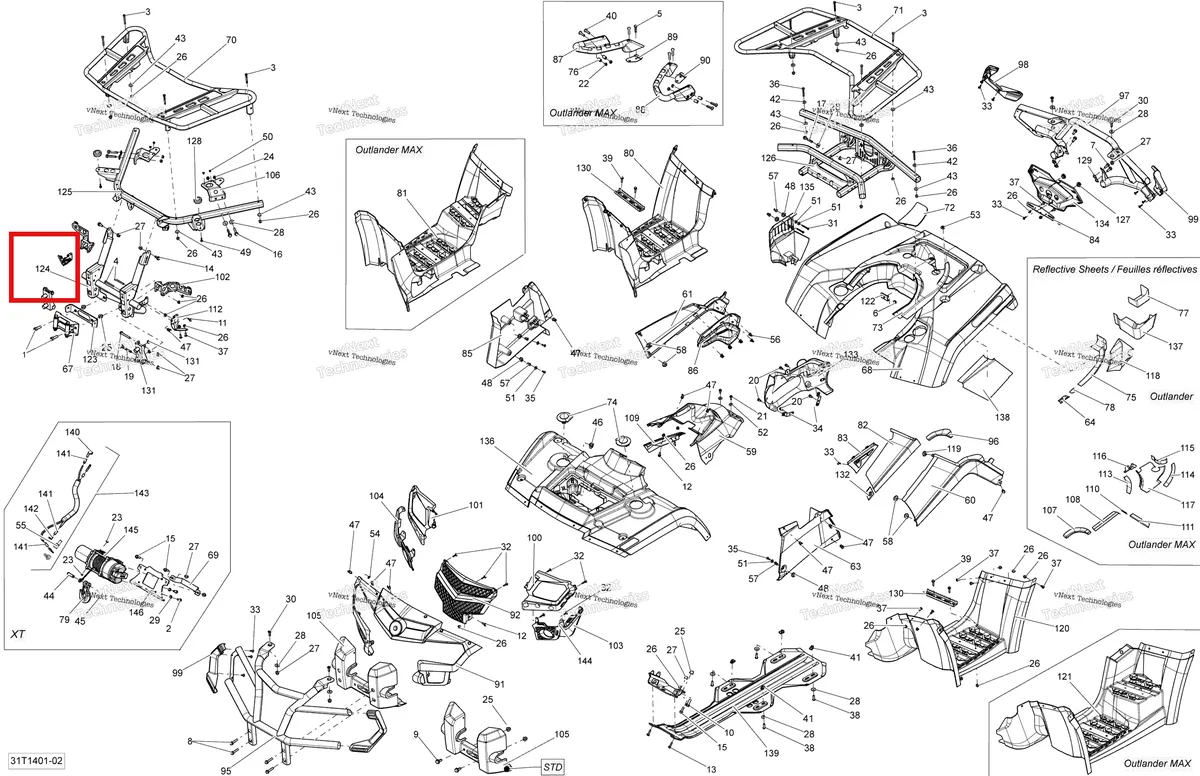 Деталь 705003654 на схеме узла 2014 Can-Am OUTLANDER 400 EFI, STD, XT Body And Accessories
