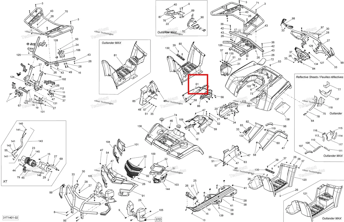 Деталь 705003679 на схеме узла 2014 Can-Am OUTLANDER MAX 400 EFI, STD, XT Body And Accessories