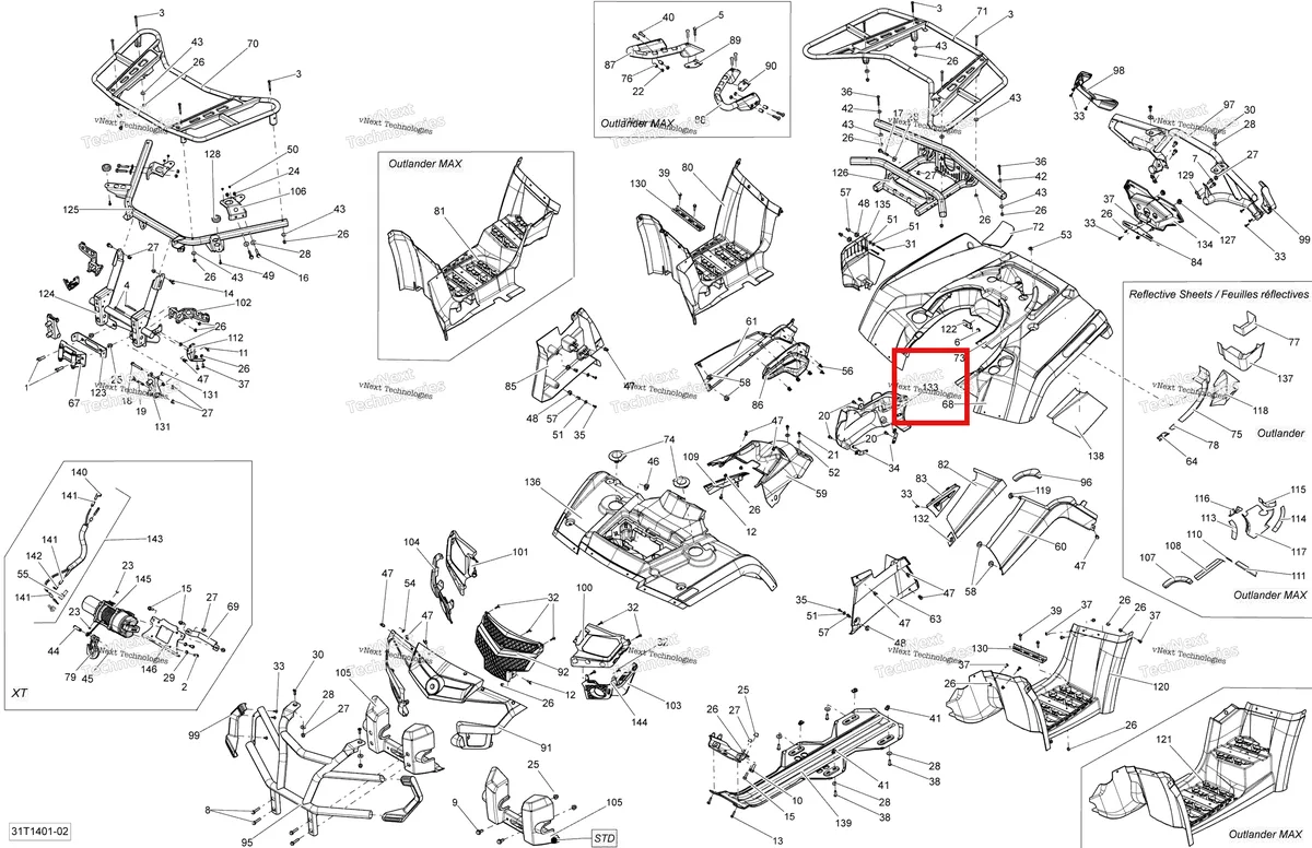 Деталь 705003837 на схеме узла 2014 Can-Am OUTLANDER 400 EFI, STD, XT Body And Accessories