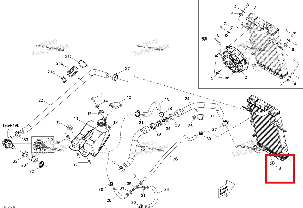 Деталь 705003932 на схеме узла 2015 Can-Am DS 450EFI STD Cooling System