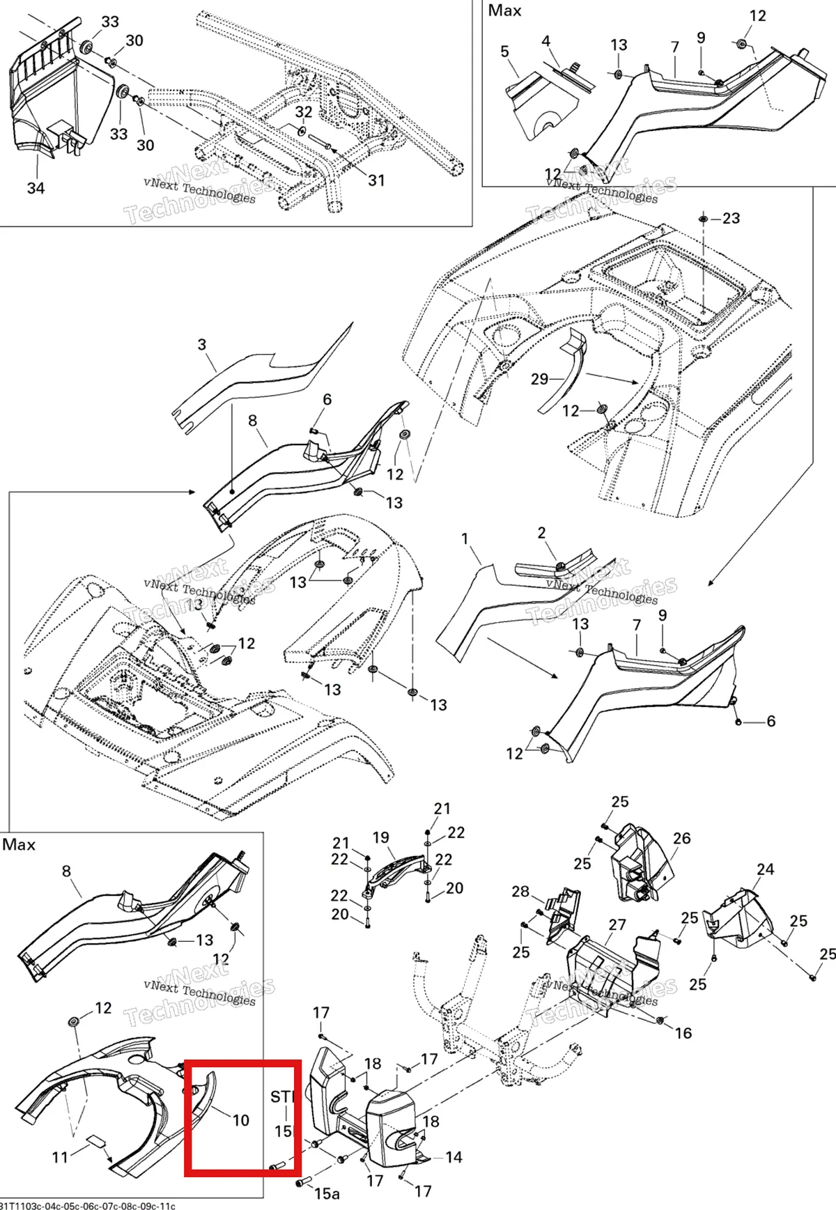 Деталь 705004075 на схеме узла 2011 Can-Am Outlander Max 800R EFI Body And Accessories 3