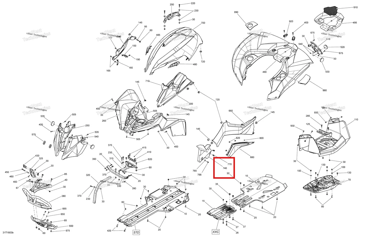 Деталь 705004308 на схеме узла 2016 Can-Am RENEGADE Body And Accessories