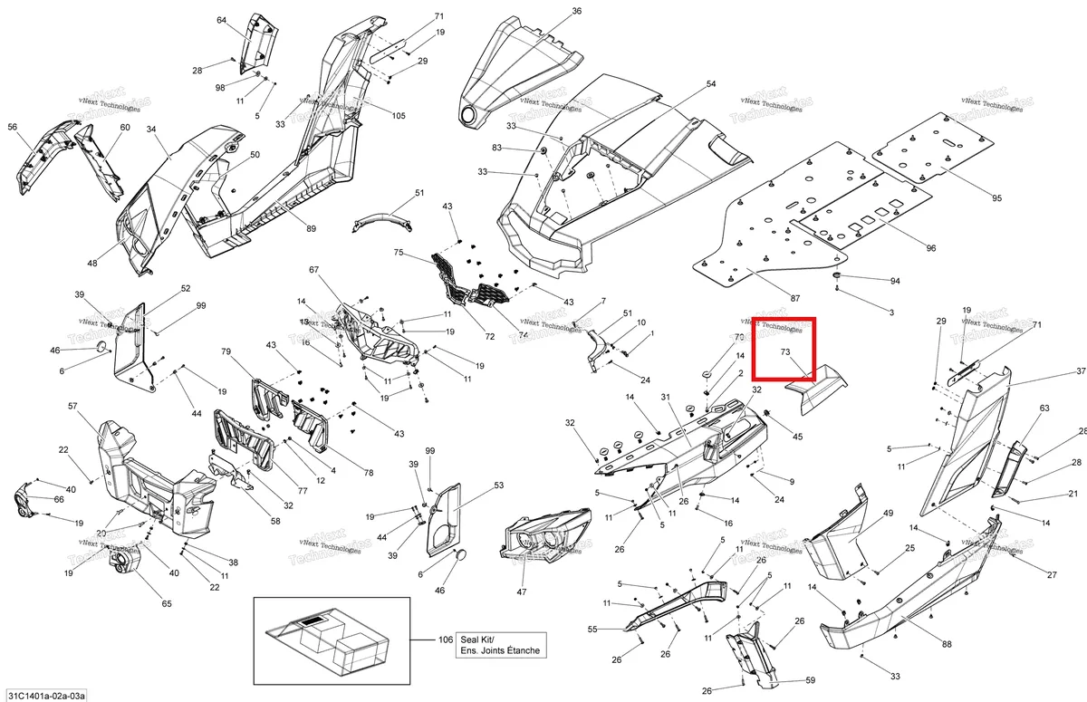 Деталь 705004337 на схеме узла 2014 Can-Am COMMANDER 1000 STD, DPS, XT, XT-P Body And Accessories