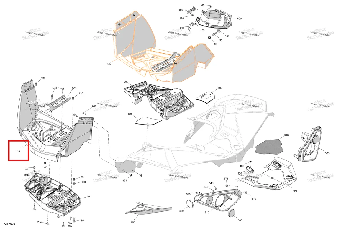 Деталь 705004730 на схеме узла 2026 Can-Am RENEGADE - 4X4 - XXC - 1000R EFI - 5VTB - Catalyst Gray Body - Rear Section
