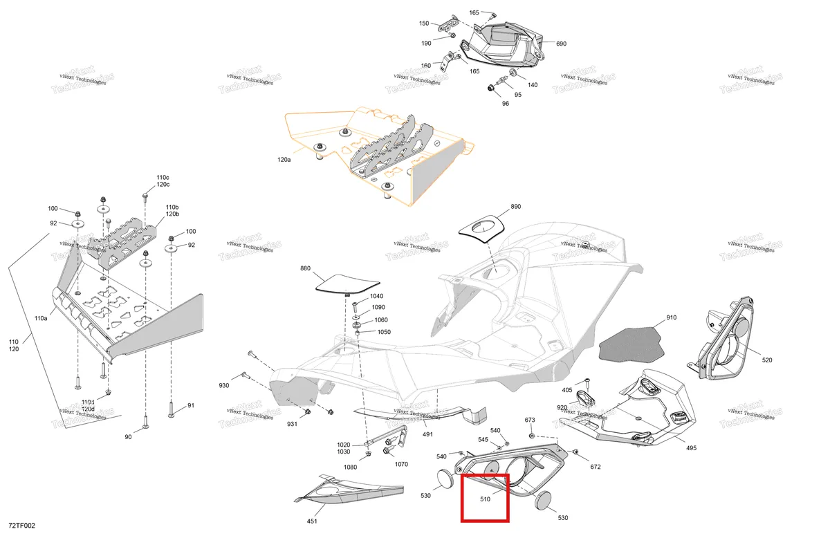 Деталь 705004731 на схеме узла 2026 Can-Am RENEGADE - 4X4 - XMR - 1000R EFI - 5UTA - Hyper Silver Body - Rear Section