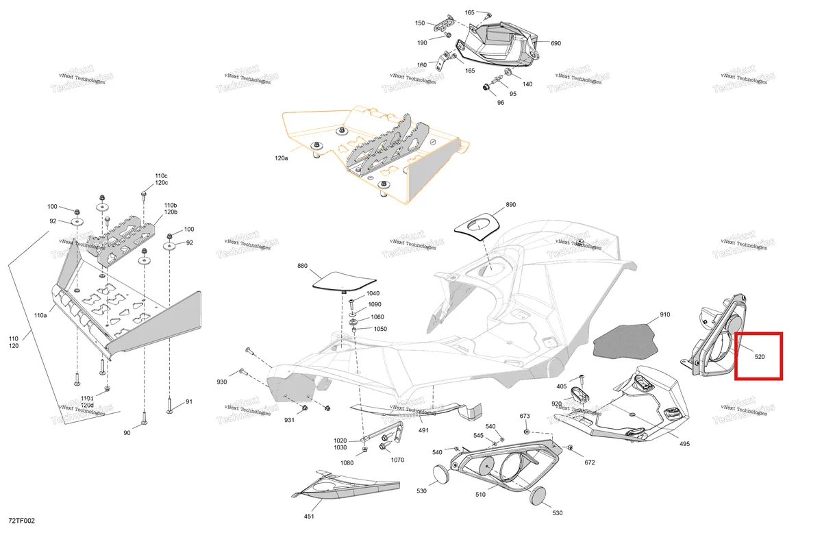 Деталь 705004732 на схеме узла 2026 Can-Am RENEGADE - 4X4 - XMR - 1000R EFI - 5UTA - Hyper Silver Body - Rear Section