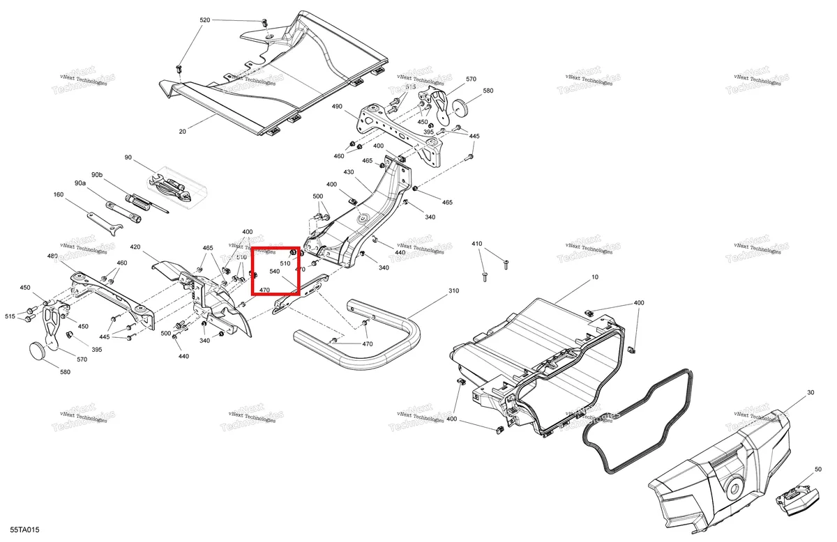 Деталь 705004806 на схеме узла 2021 Can-Am Outlander MAX 1000R EFI - DPS XTP LTD - CE Body - Storage Tray