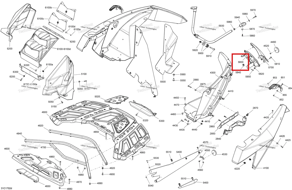Деталь 705004926 на схеме узла 2017 Can-Am Maverick Body And Accessories - Rear Section All Models
