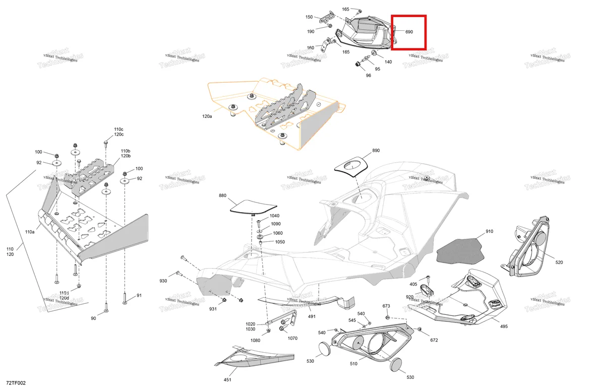 Деталь 705004966 на схеме узла 2026 Can-Am RENEGADE - 4X4 - XMR - 1000R EFI - 5UTA - Hyper Silver Body - Rear Section