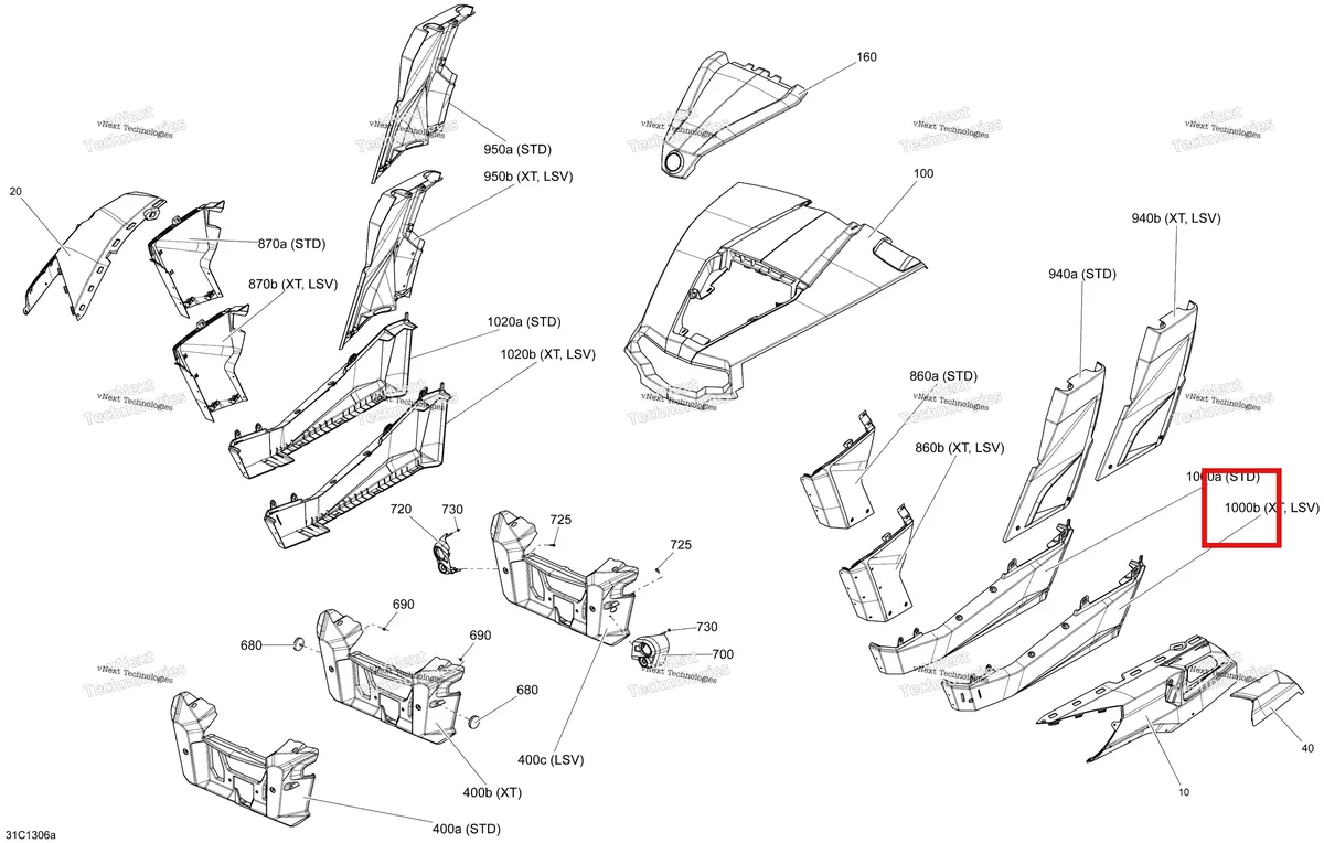 Деталь 705004989 на схеме узла STD, XT, LSV Body And Accessories