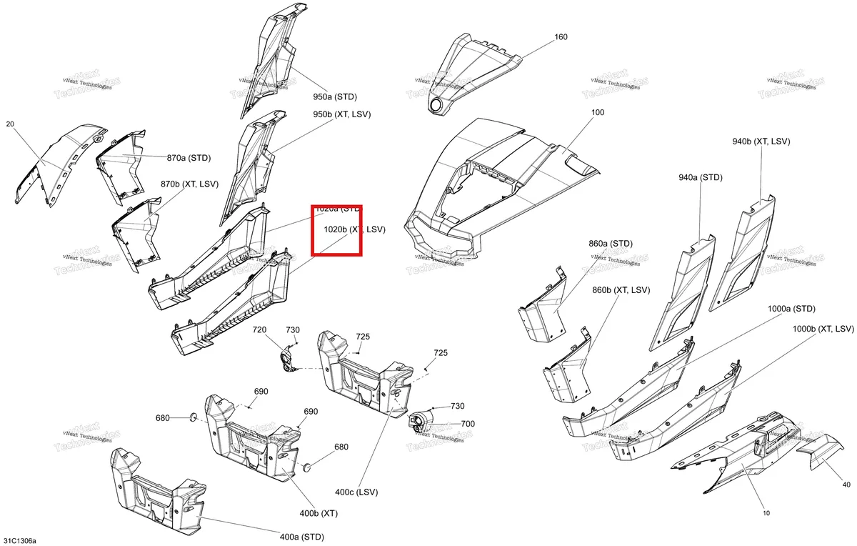 Деталь 705004990 на схеме узла STD, XT, LSV Body And Accessories