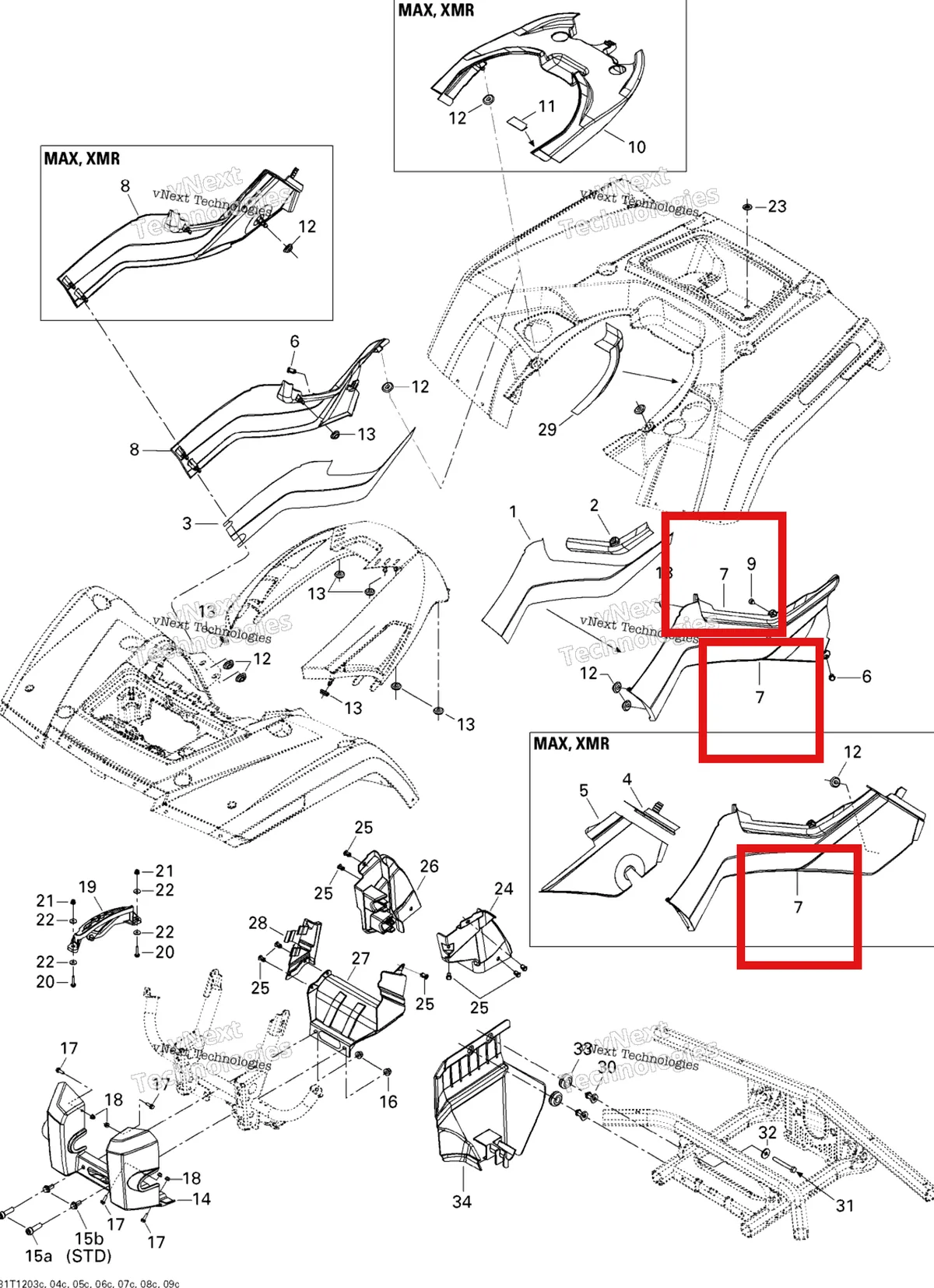 Деталь 705005044 на схеме узла 2012 Can-Am Outlander MAX 650EFI STD, XT & XT-P Body And Accessories 3