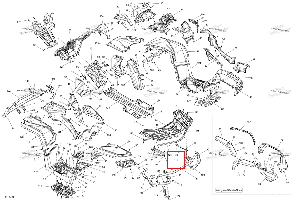 Деталь 705005167 на схеме узла 2013 Can-Am OUTLANDER 1000EFI XMR Body And Accessories