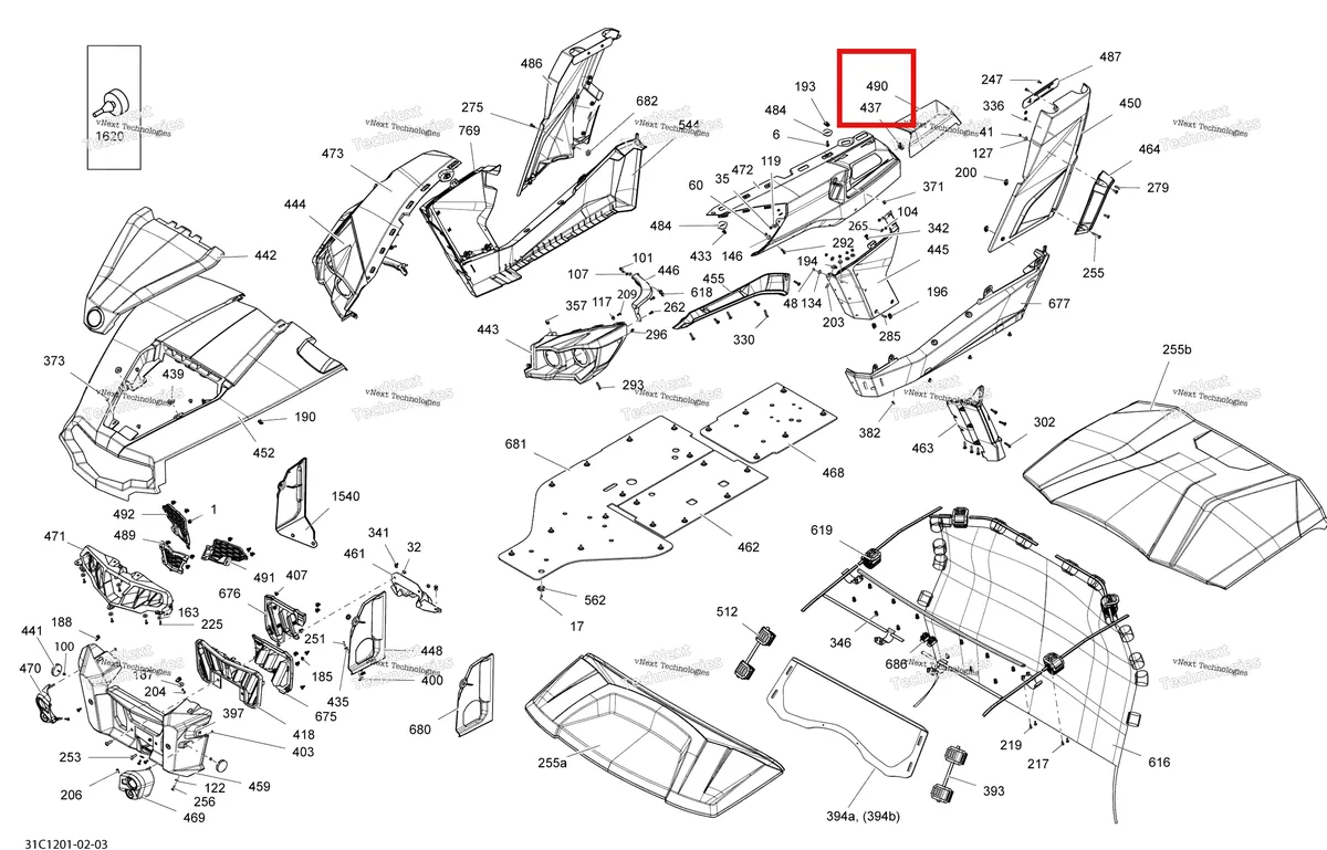 Деталь 705005286 на схеме узла 2012 Can-Am Commander LTD, 1000 EFI Body And Accessories