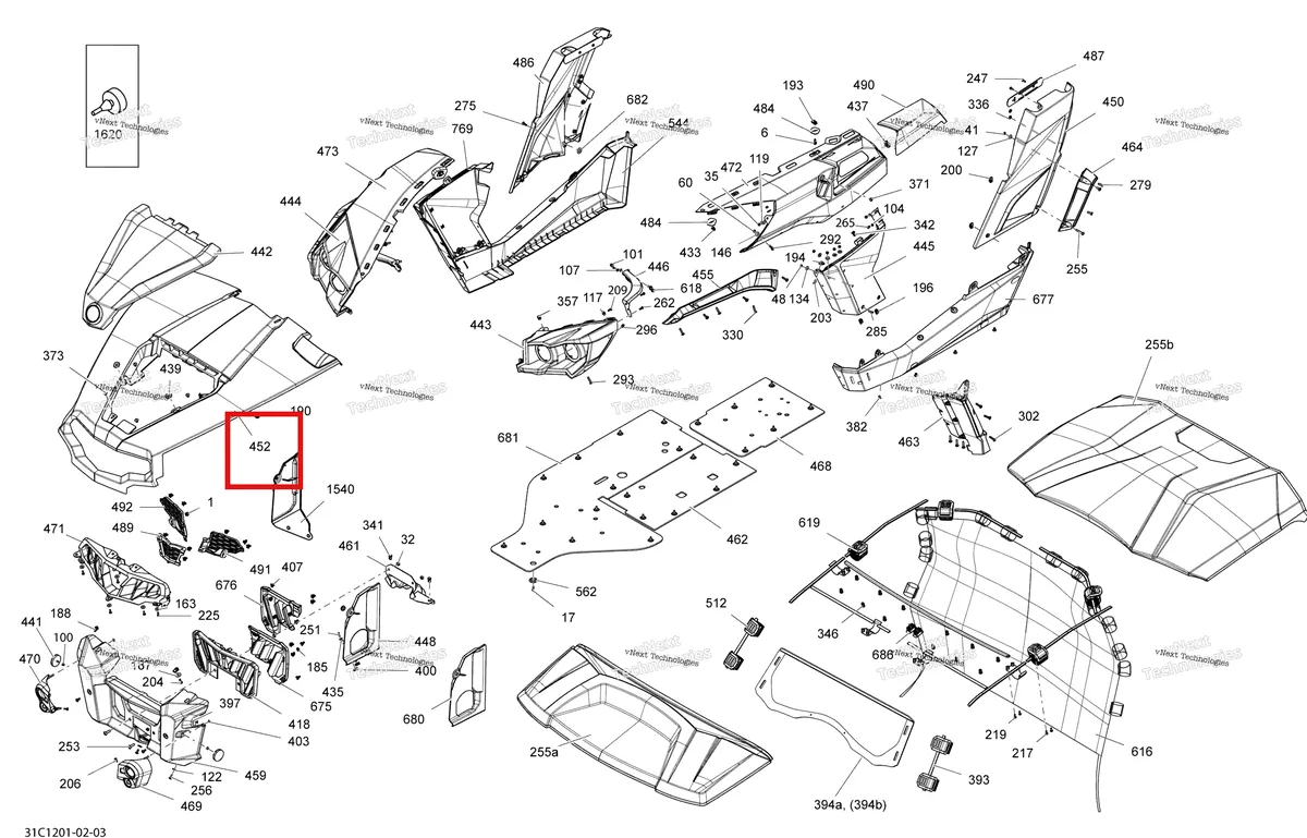 Деталь 705005288 на схеме узла 2012 Can-Am Commander LTD, 1000 EFI Body And Accessories