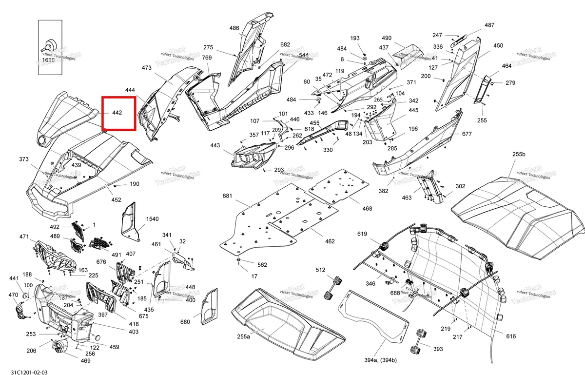Деталь 705005290 на схеме узла 2012 Can-Am Commander LTD, 1000 EFI Body And Accessories