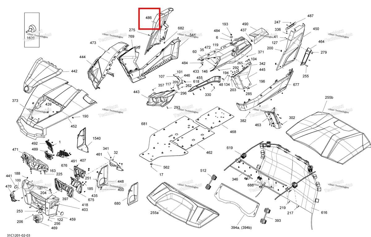 Деталь 705005298 на схеме узла 2012 Can-Am Commander LTD, 1000 EFI Body And Accessories